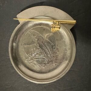 Fishing Trinket Dish Tray Caddy Silver Tone Coin Pocket Change